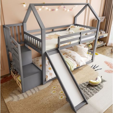 Etagenbett 90x200 cm Mit Haus-Design Und Stauraum (1/5)