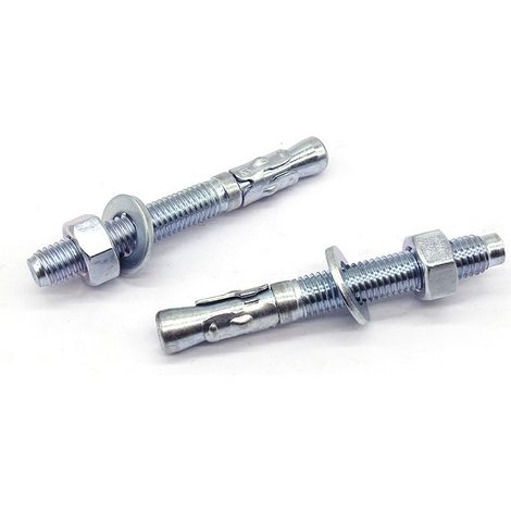 25 ancrages métalliques galvanisés décalés, M10 x 80 mm, métal, 25 par ensemble. (1/3)