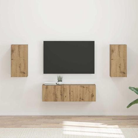 TV-Wandregal-Set Wandmontiert 4 pcs Artisan-Eiche Holzwerkstoff (1/5)