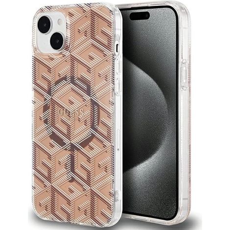 Funda rígida Guess GUHMP15MHGCUSTGW para iPhone 15 Plus / 14 Plus de 6,7 pulgadas, color marrón/marrón, con IML GCube y MagSafe. (1/5)