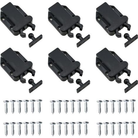 Automatischer, federbelasteter Verriegelungsmechanismus, 6-teiliges Set, berührungsempfindliches Möbelschloss, grifflos, nichtmagnetisches Schubladenschloss.