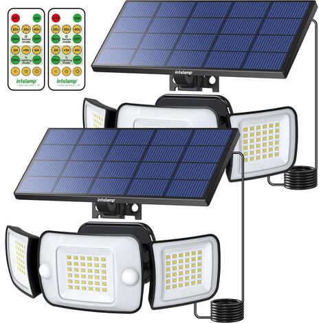 4 Modes Lampe Solaire Exterieur avec Télécommande Éclairage Solaire Extérieur,Lumiere Solaire Exterieur ave 2.7m Cable for Jardin, Garage (1/5)