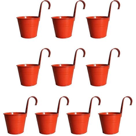 Hier ein Titelvorschlag auf Französisch (188 Zeichen): Set mit 10 Hängeampeln mit abnehmbarem Haken, Metalleimer für Pflanzen, Wandpflanzgefäß für Zaun, Balkon oder Garten