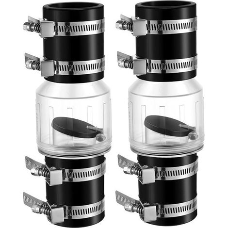Clapet anti-retour pour pompe à eaux usées- lot de 2- clapet anti-retour silencieux à ressort- utilisé pour empêcher le refoulement- fabriqué en plastique ABS- corps de vanne transparent- convient aux (1/5)