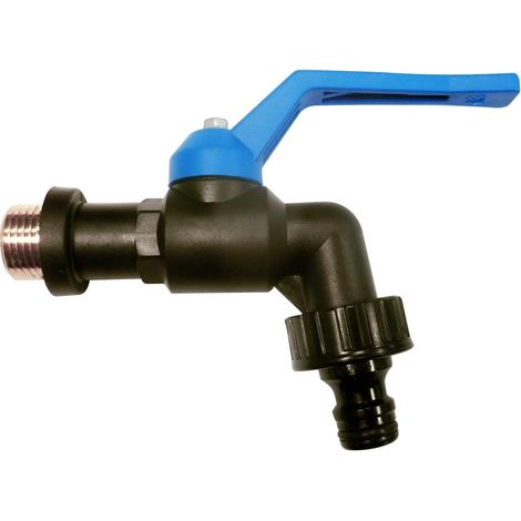 Robinet à sphère antigel 1,9 cm en polypropylène Noir, Manette Bleue avec Prise Automatique en Plastique (1/5)