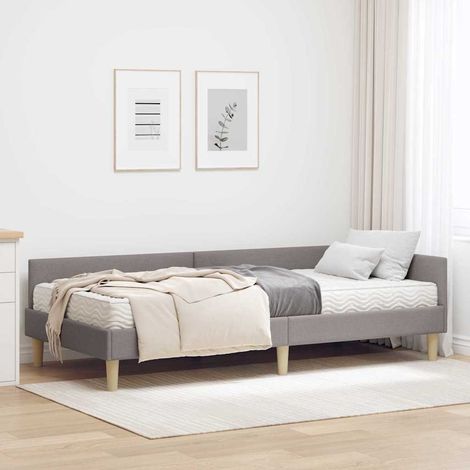Eckbettgestell mit Matratze mit Matratze 2 pcs Taupe Stoff