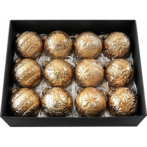 Boules de Noël décoratives pour sapin, lot de 12, couleur café, pour les fêtes. (1/2)