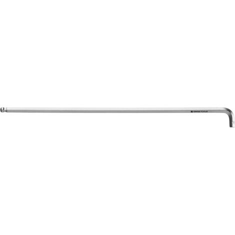 PB Swiss Tools Clé mâle coudée 6 pans 90°– 100° longue, avec tête sphérique et tige courte chromé, Hexagonal: 3 mm