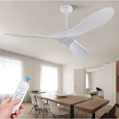 Ventilador de techo de 60 pulgadas sin luz, 3 aspas ABS, motor DC reversible, blanco HAVRYA (1/5)