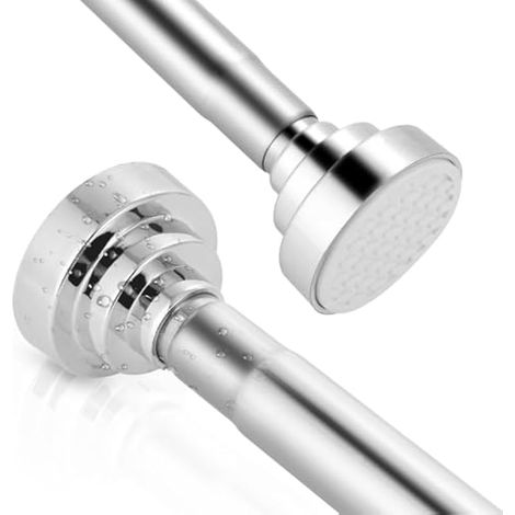 Tringle de douche télescopique réglable 75-255 cm, acier inoxydable, sans perçage, antirouille, antidérapant pour rideaux, placards, salle de bain, fenêtres (1/4)