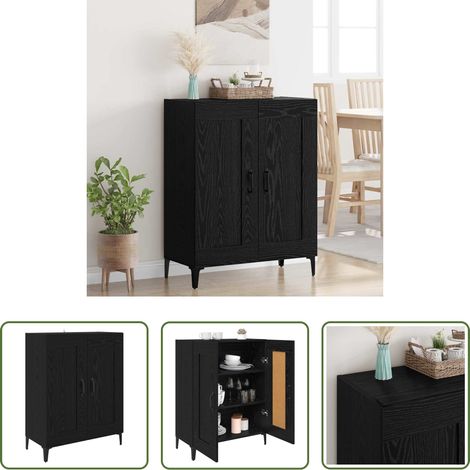 Holz - Sideboard Schwarz Eichen-Optik 69,5 x 34 x 90 cm Holzwerkstoff (1/5)