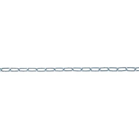 Chaîne droite maillons long acier zingué. diamètre fil 8 mm. poids au mètre 1.1 kg rouleau de 25 m - LEVAC SAS