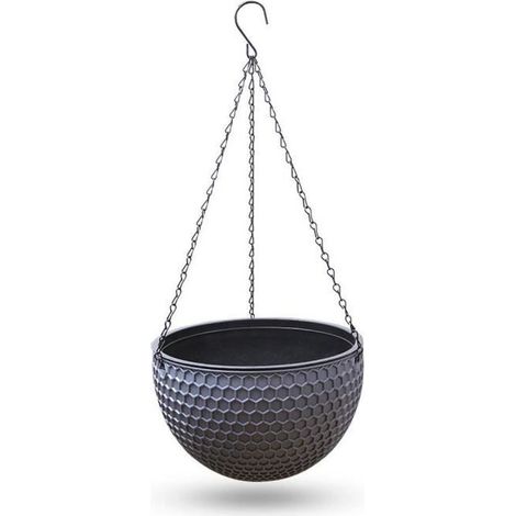 Pot de fleurs suspendu en plastique   - Rond - 25,516 cm - Avec trou de drainage