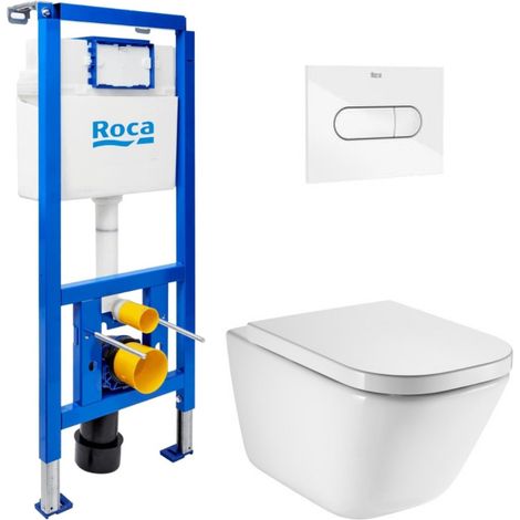 Pack WC bâti-support ECO 2 L Roca + WC suspendu Roca avec abattant SoftClose + plaque (ROROGAWR01-FR) (1/5)