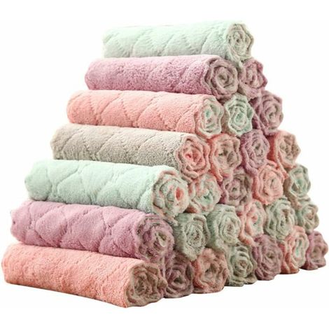 15pcs Soft Microfiber Cleaning Cloths Absorbent Lint Free Kitchen Towels Household Cleaning Cloth (1/4)