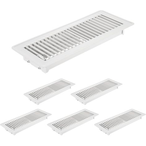 4x12 Pouces Grilles De Sol, Grilles De Sol Métal Lourd Couvertures De Ventilation Marchables Leviers D'Alimentation D'Air Réglables Faciles Pour Grilles De Mur Blanc (1/5)