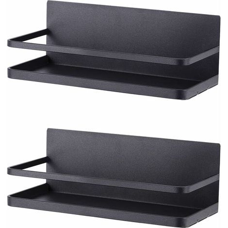 Estante magnético para especias de refrigerador, organizador magnético para especias, organizador de refrigerador que ahorra espacio, 2 piezas, negro mate (1/5)