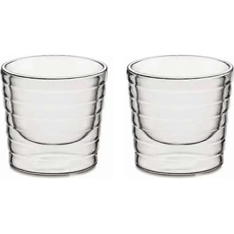 Stapelbarer, doppelwandiger, isolierter Glasbecher mit 150 ml Fassungsvermögen, ideal für Espressomaschinen und andere Getränke. (1/5)