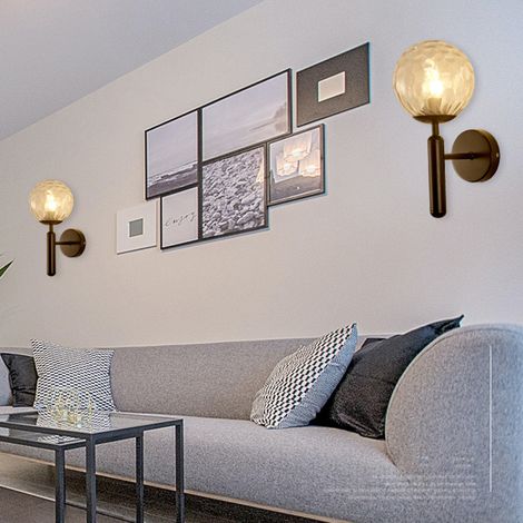 Applique murale moderne avec abat-jour en verre en forme de globe, idéale pour l'éclairage intérieur du salon, de la chambre ou du couloir (ampoule non incluse). (1/5)