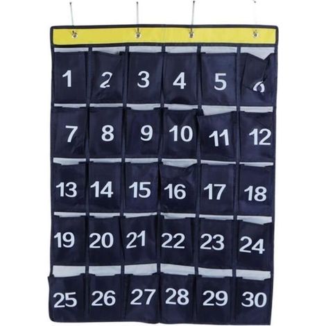 (Bleu marine)Sac de rangement mural à 30 poches, support de téléphone, organisateur suspendu avec chiffres, bleu marine (1/4)