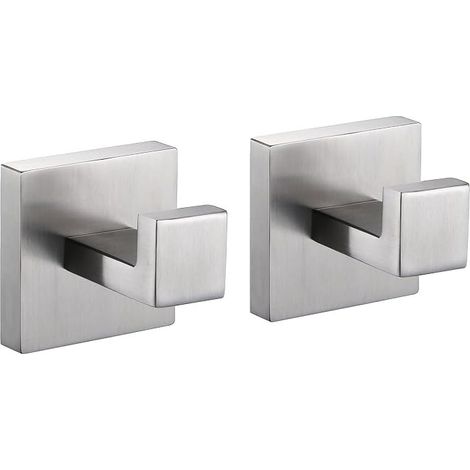 Selbstklebende Handtuchhaken – 2 Stück – Schraubbefestigung – Edelstahl, 5 x 5 x 4,5 cm (1/5)