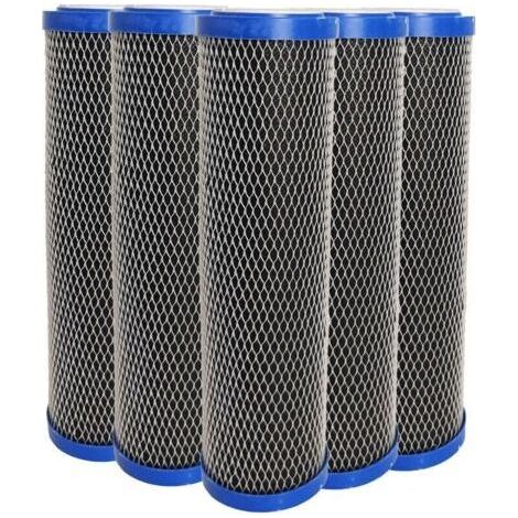 Set of 5 2 in 1 Water Filter Cartridges 9 3/4 inches - Anti sediment + 5 micron activated carbon Impurity filter Made in France (1/4)