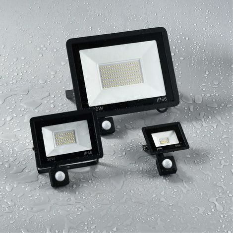 50W LED-Flutlicht mit Bewegungsmelder, kaltweiße LED-Lampe, IP65 wasserdicht, ideal für Garten, Garage, Hof und Werkstatt.