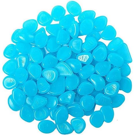 200 galets fluorescents multicolores pour aquarium (bleus) (1/5)