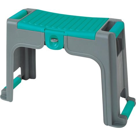 Greenmill GR6994 - Taburete de jardín 3 en 1 con Compartimento para Piezas pequeñas con Cerradura, Rodilleras, Banco de Trabajo, Banco de Rodillas, Caja de Herramientas de plástico