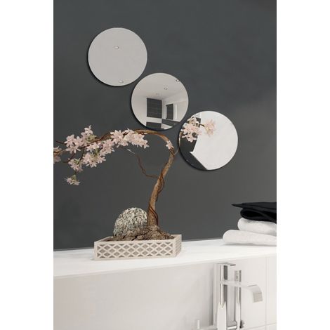 Lot de 3 miroirs adhésifs en Verre Blanc 15 x 15 x 3 cm (1/3)