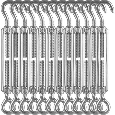 Tendeur de Câble M5 Acier Inoxydable 304, 12 Pièces Tendeurs à Vis Réglables Type O-C, Ridoir Robuste pour Clôture, Suspension et Aménagement Extérieur, Longueur 124mm (1/5)
