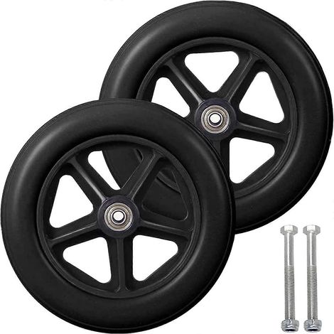 BRAVIX Roulette avant de 8 pouces, 2 roues de rechange pour fauteuil roulant, pneu solide antidérapant, 190 mm gris en noir