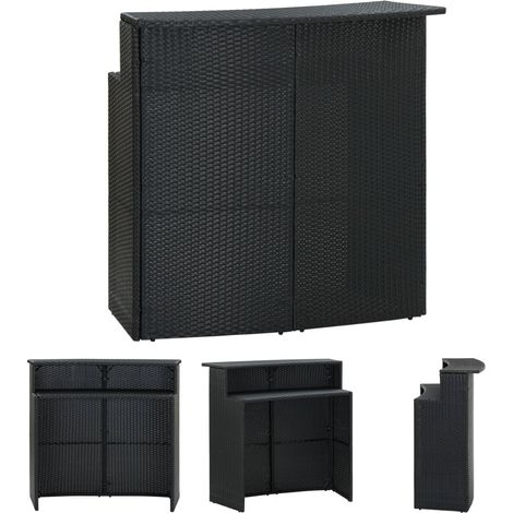 Garten-Bartisch Schwarz 120x55x110 cm Poly Rattan (1/5)