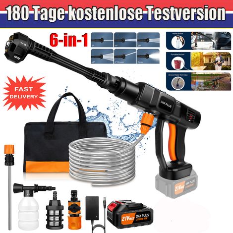 200Bar Akku Hochdruckreiniger 21V Auto Mobiler Druckreiniger Spritzpistole 3.0Ah