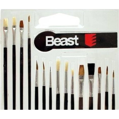 Assortiment de Pinceaux Mix 15 Pcs - Idéal pour Peinture et Décoration - Précision et polyvalence - Beast (1/5)