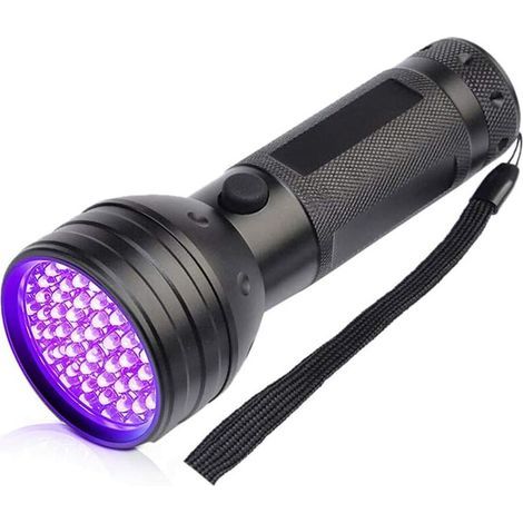 Lampe Torche UV Lampe de Poche 51 LEDs,UV Torch avec Lumière Noire,Torche Ultra Violet Puissante, Ultraviolet Flashlight UV Blacklight Torch Détecteur pour Urine Animale Resine (Noir), (1/5)