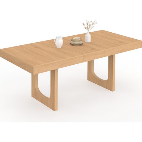 Ausziehbarer Esstisch Rechteck ALOISE 4-8 Personen Bogenfuß Holz Effekt Buche 160-200 cm
