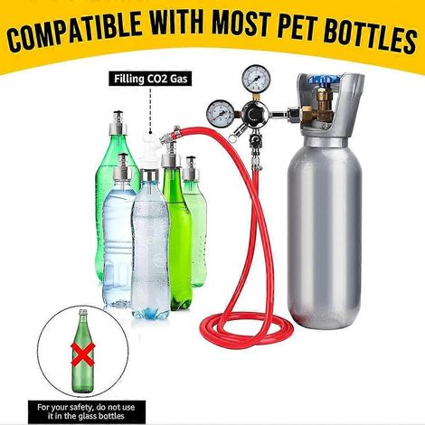 Lot de 2 bouchons de carbonatation en acier inoxydable pour bouteilles de soda, avec embout cannelé de 5/16 pouce et verrouillage à bille. (1/5)
