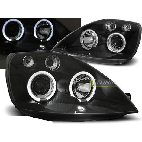 Paire de feux phares Ford Fiesta MK6 02-05 angel eyes noir-27361318