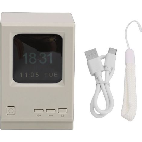 Enceinte Bluetooth Rétro PC Horloge Numérique Portable Rechargeable USB Design Vintage Compacte ABS 281g pour Bureau (1/5)