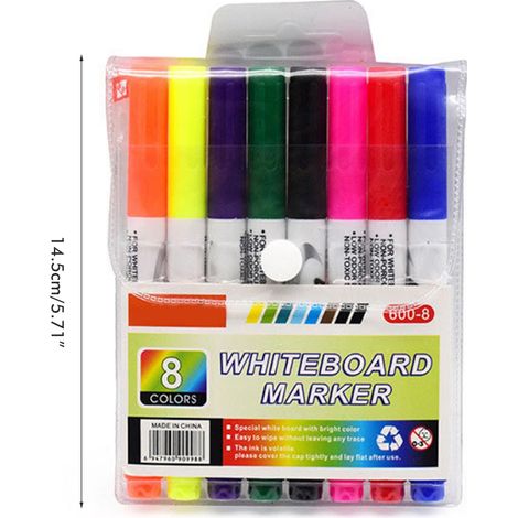 Lot de 12 feutres magiques à eau pour tableau blanc, marqueurs effaçables à sec, stylos de dessin pour enfants et étudiants, kit de coloriage réutilisable (1/5)