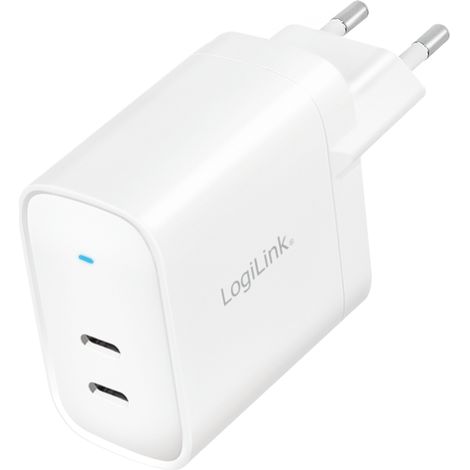 LogiLink Caricabatterie GaN da 40 W con 2 porte PD e ricarica rapida PPS, colore bianco, compatto, a forma di cubo. (1/5)