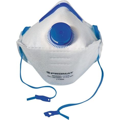 Masque de protection respiratoire Shark Â· FFP2/V EN 149:2001 + A1:2009 FFP2 NRD avec soupape d'expiration, pliable 12 pièces/carton PROMAT (Par 12) (1/2)
