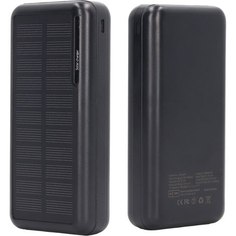 Batterie externe solaire de 30 000 mAh avec double port USB, portable, idéale pour le camping et la randonnée. (1/5)