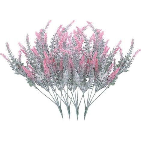 4 bouquets de fleurs artificielles, fleurs artificielles floquées, plant de lavande artificiel, décoration de pot (rouge) (1/5)