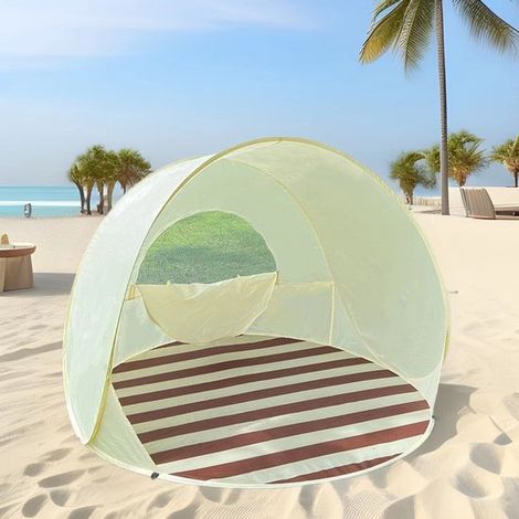 Tenda da spiaggia portatile a montaggio rapido con protezione UV, parasole leggero per spiaggia, campeggio, pesca, giardino e picnic in spiaggia. (1/4)