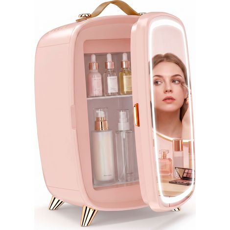Mini Kühlschrank 6 Liter LED Spiegel Kosmetik Kühlschrank Rosa HOMAIRE 24x19x35 cm - Rosa (1/5)