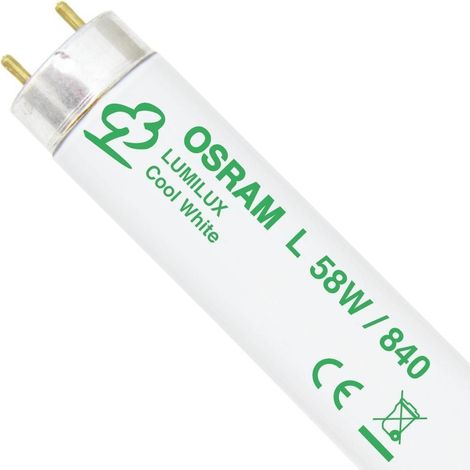 Osram – Lampe fluorescente linéaire 58W 4000K T8 – Longueur 120cm – Fiche bipin G13 – 5250 lumens pour espaces confinés (1/3)