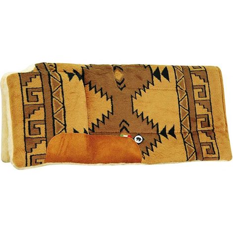 Sottosella western  garrese aperto e rialzato tessuto pile imbottito in pura lana e rinforzi in pelle - Beige cammello/Marrone