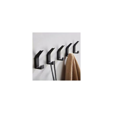 Porta asciugamani da bagno, 5 pezzi, gancio adesivo da parete, non richiede foratura, porta asciugamani per bagno e cucina, gancio da parete, bagno, armadio, impermeabile, antiruggine, nero - Crezuo